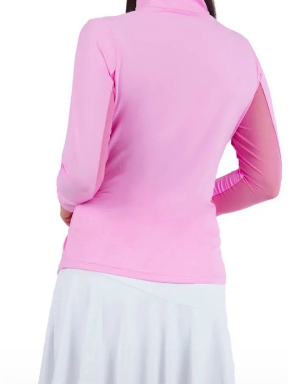 IBKUL Womens Long Sleeve Mock Solid Top in Candy Pink Outdoors UPF 50+ - Picture 4 of 9